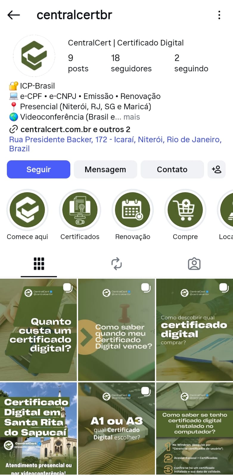 Instagram CentralCert